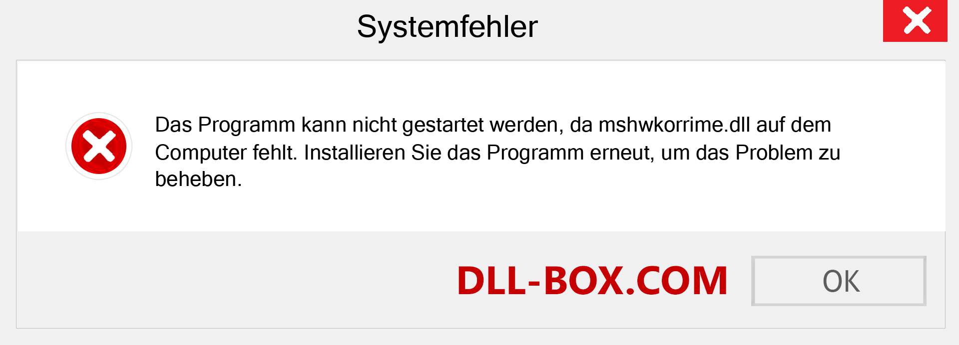 mshwkorrime.dll-Datei fehlt?. Download für Windows 7, 8, 10 - Fix mshwkorrime dll Missing Error unter Windows, Fotos, Bildern